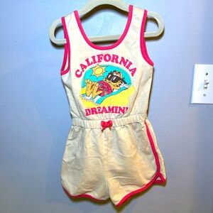 Nickelodeon Romper 5T Pink & Cream Garfield pinstripe